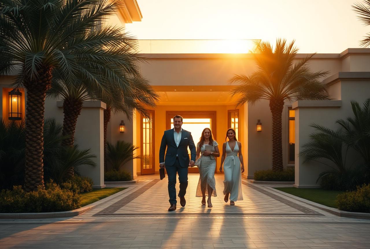 International family arriving at a luxury Dubai villa