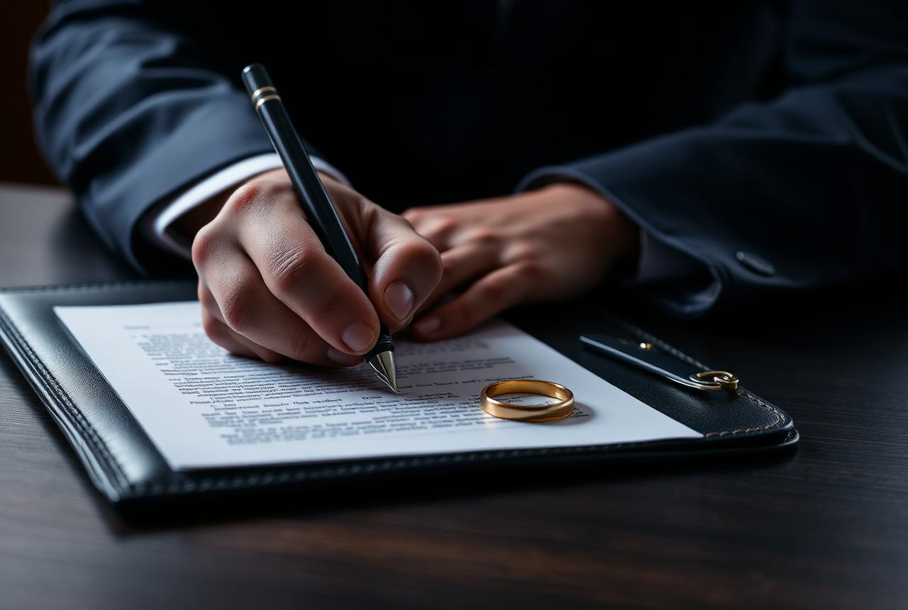 Signing a luxury real estate contract with a fountain pen